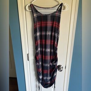 Red and Black Plaid Sleeveless Dress